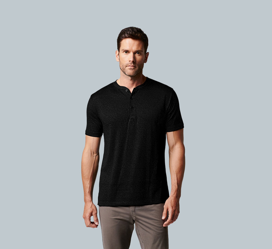 PERFORMANCE MERINO HENLEY Noir 