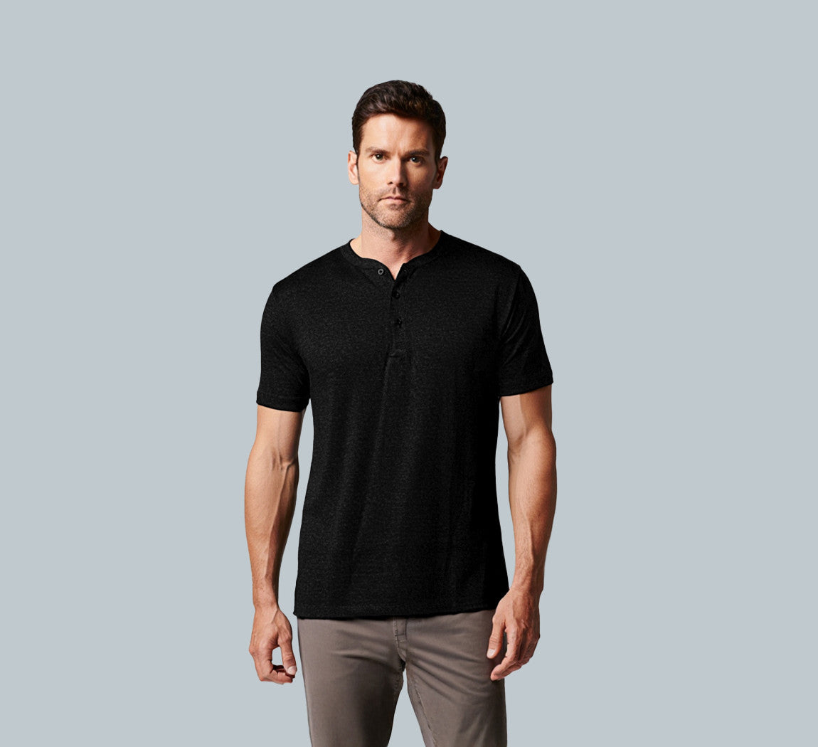 PERFORMANCE MERINO HENLEY Noir 
