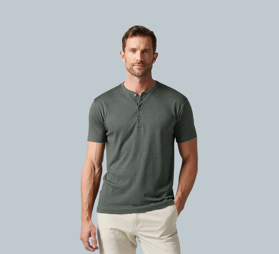 PERFORMANCE MERINO HENLEY Gris Clair 