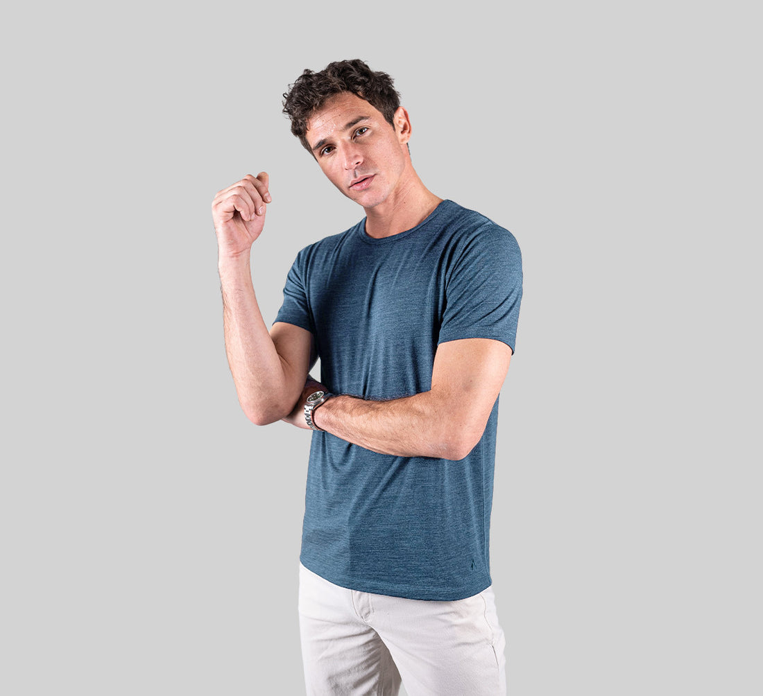 PERFORMANCE MERINO T-SHIRT Bleu Petrole 