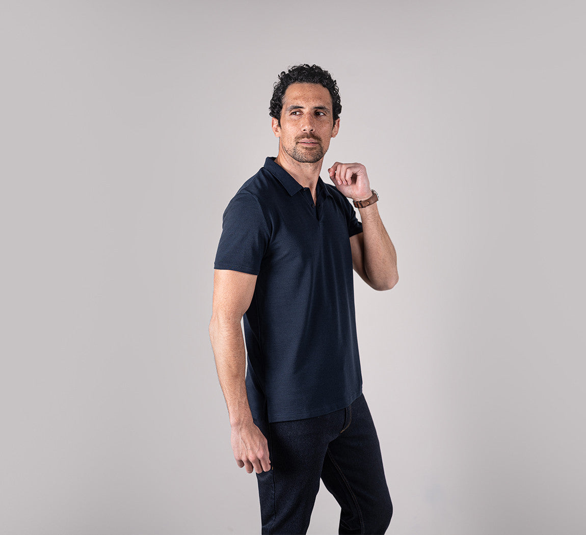 PIQUÉ MERINO POLO Bleu Chic 