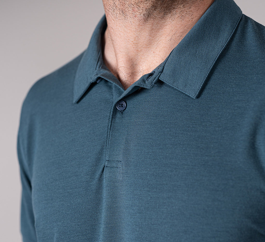 PIQUÉ MERINO POLO Bleu Petrole 