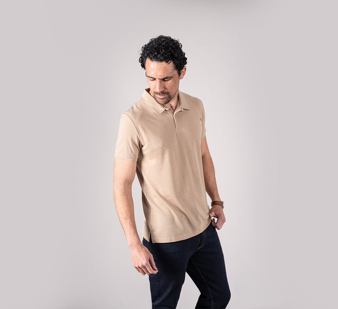 PIQUÉ MERINO POLO Sable 