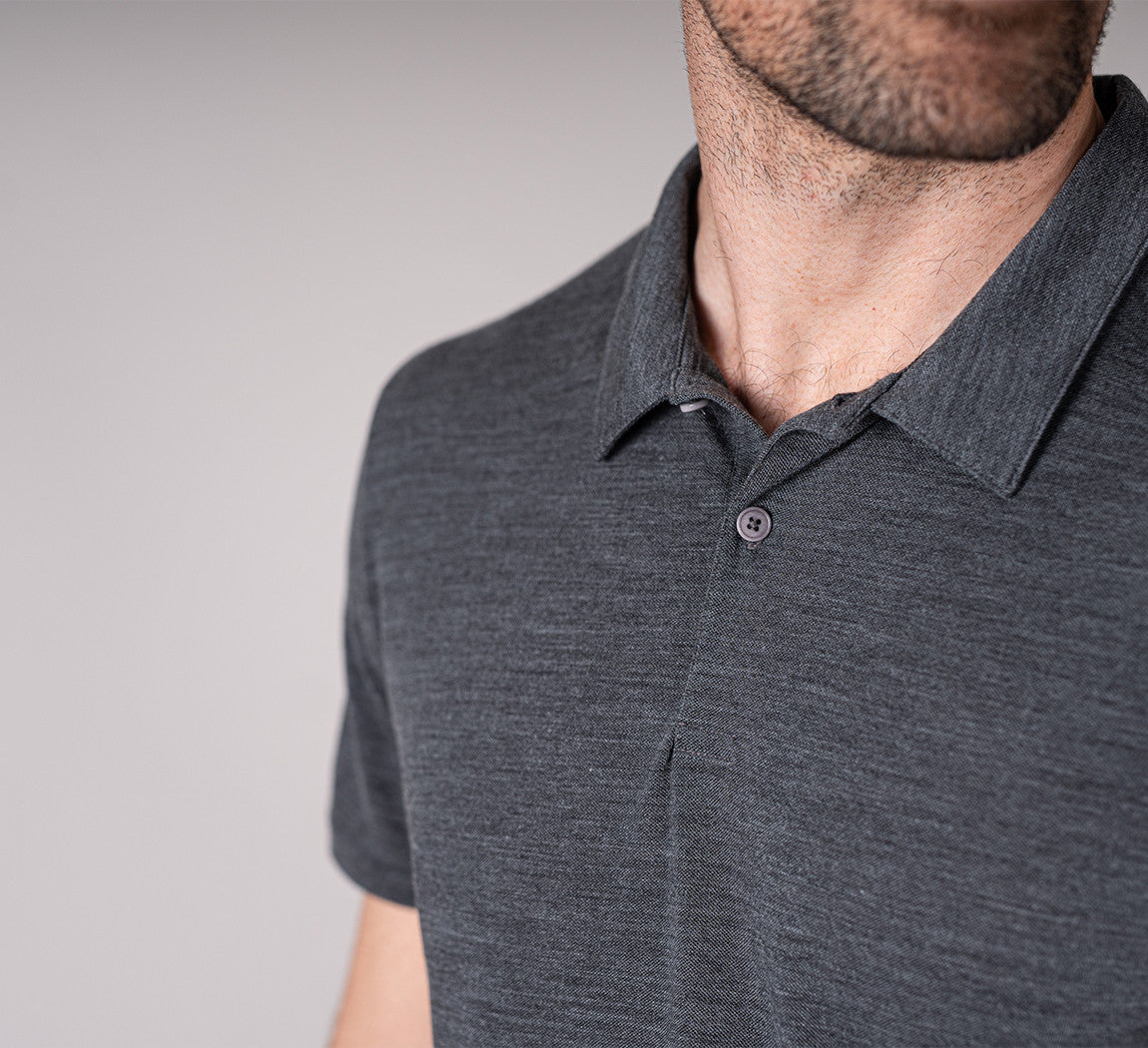 PIQUÉ MERINO POLO Gris Anthracite 