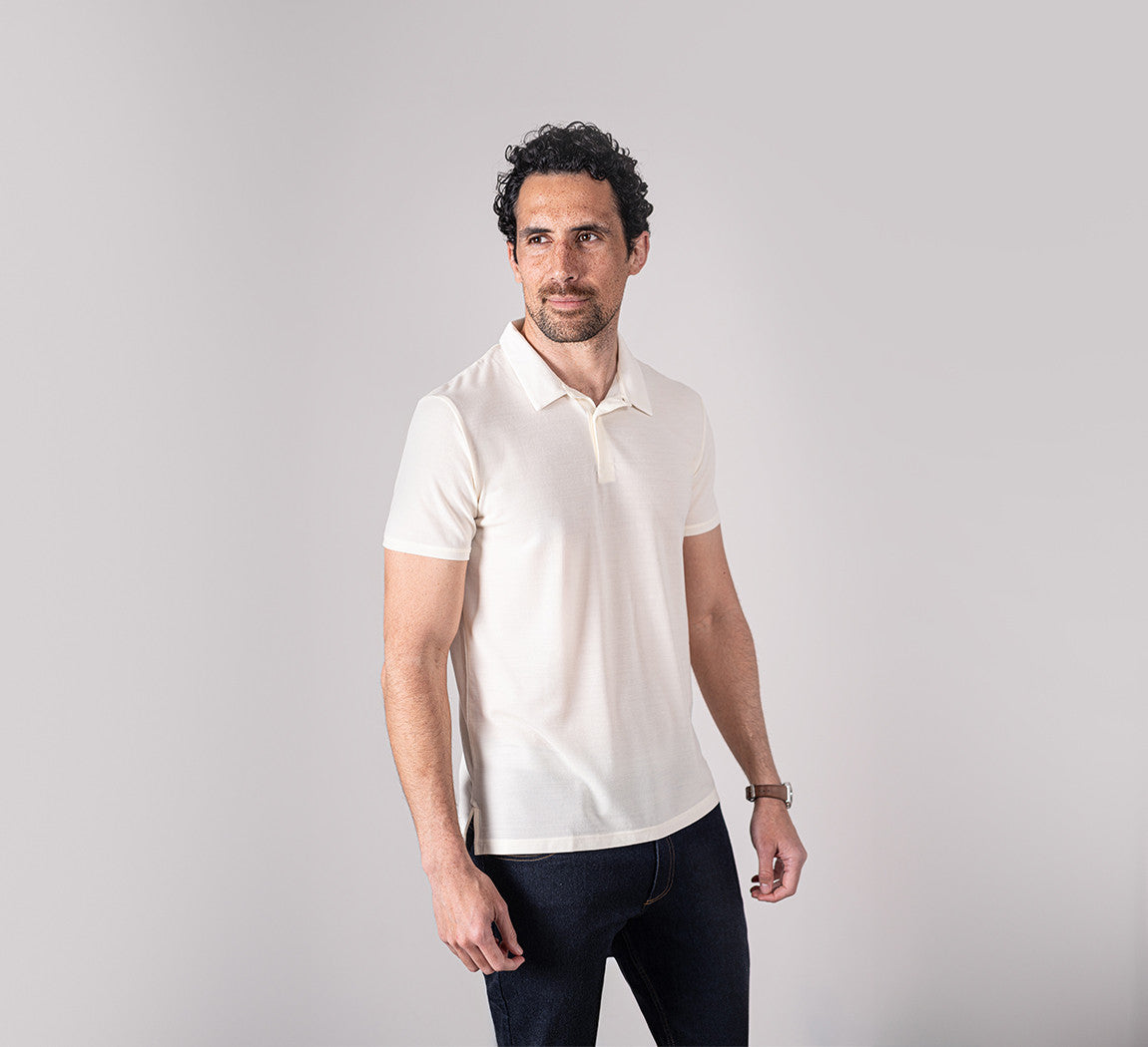 PIQUÉ MERINO POLO Ivoire 
