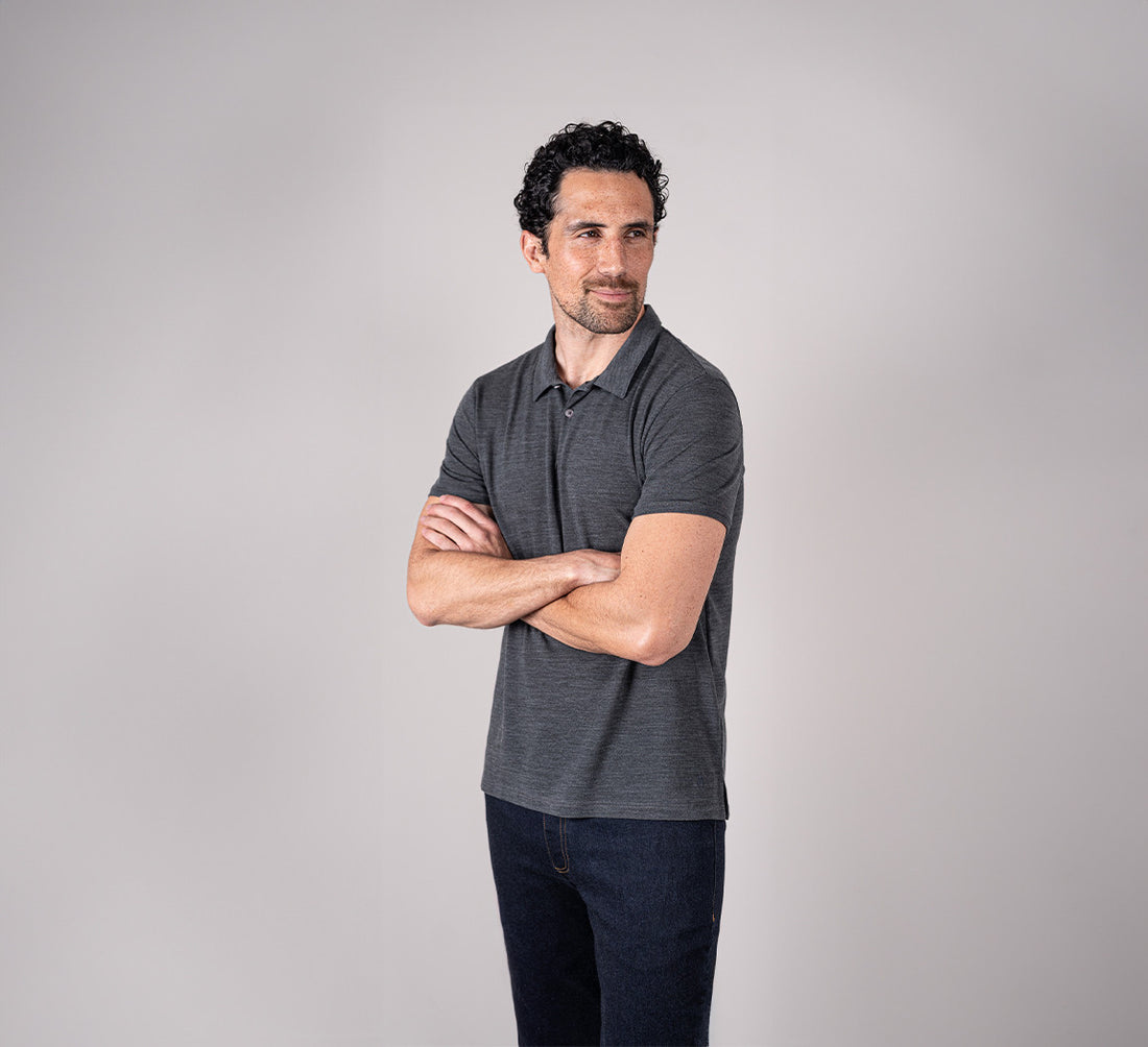 PIQUÉ MERINO POLO Gris Anthracite 