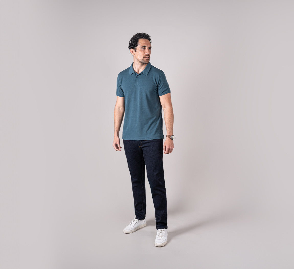PIQUÉ MERINO POLO Bleu Petrole 