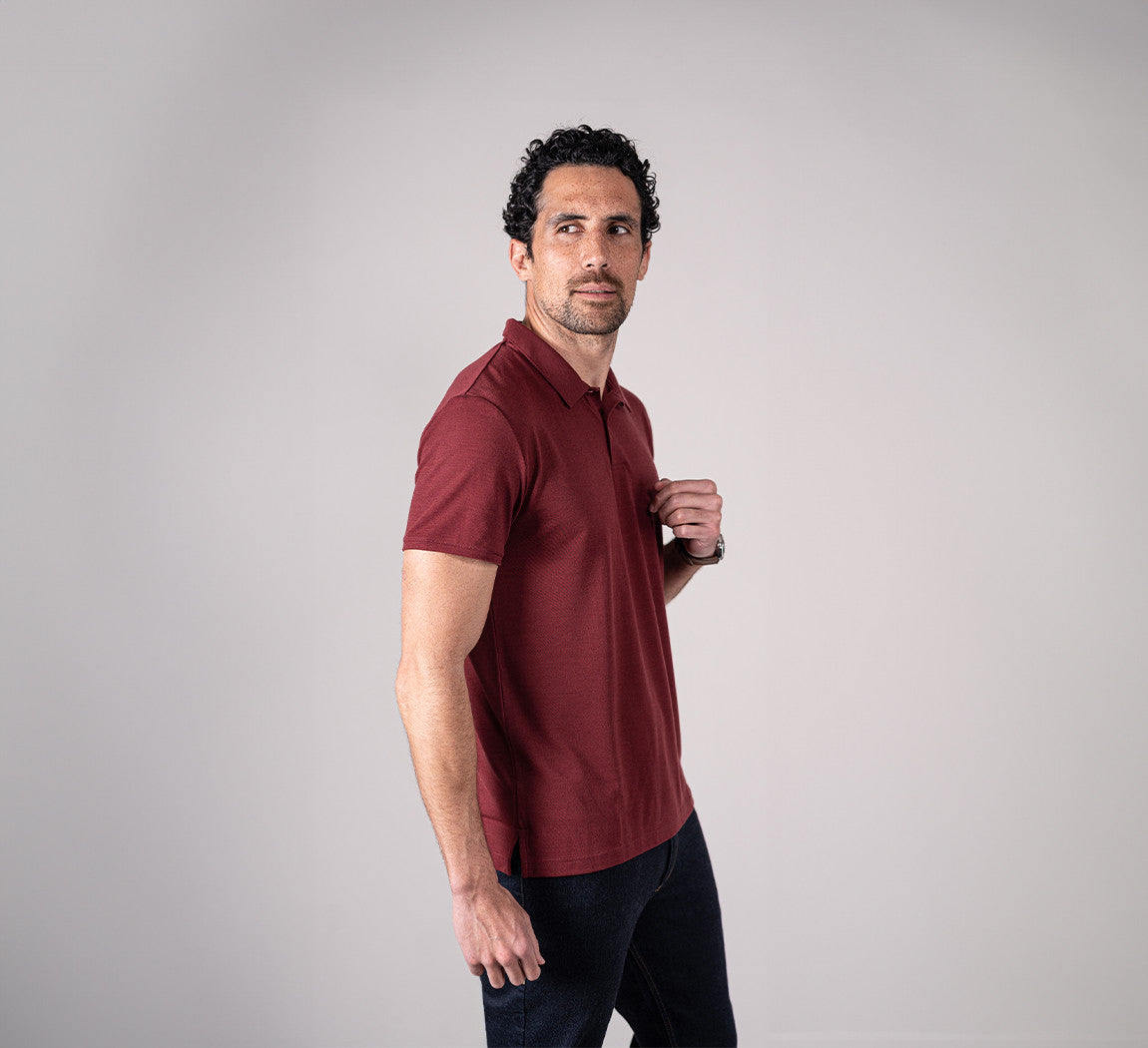 PIQUÉ MERINO POLO Bordeaux 