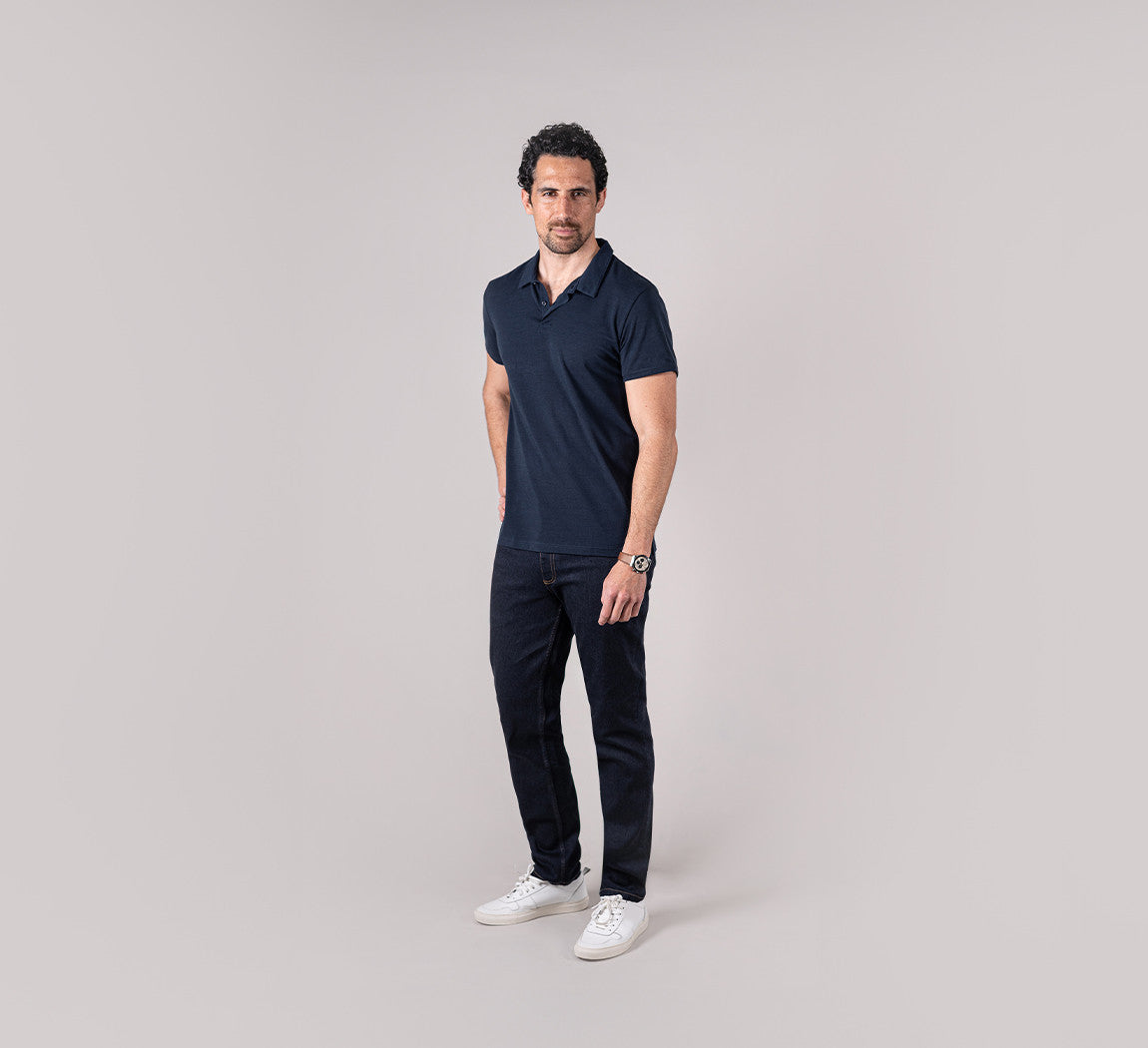 PIQUÉ MERINO POLO Bleu Chic 