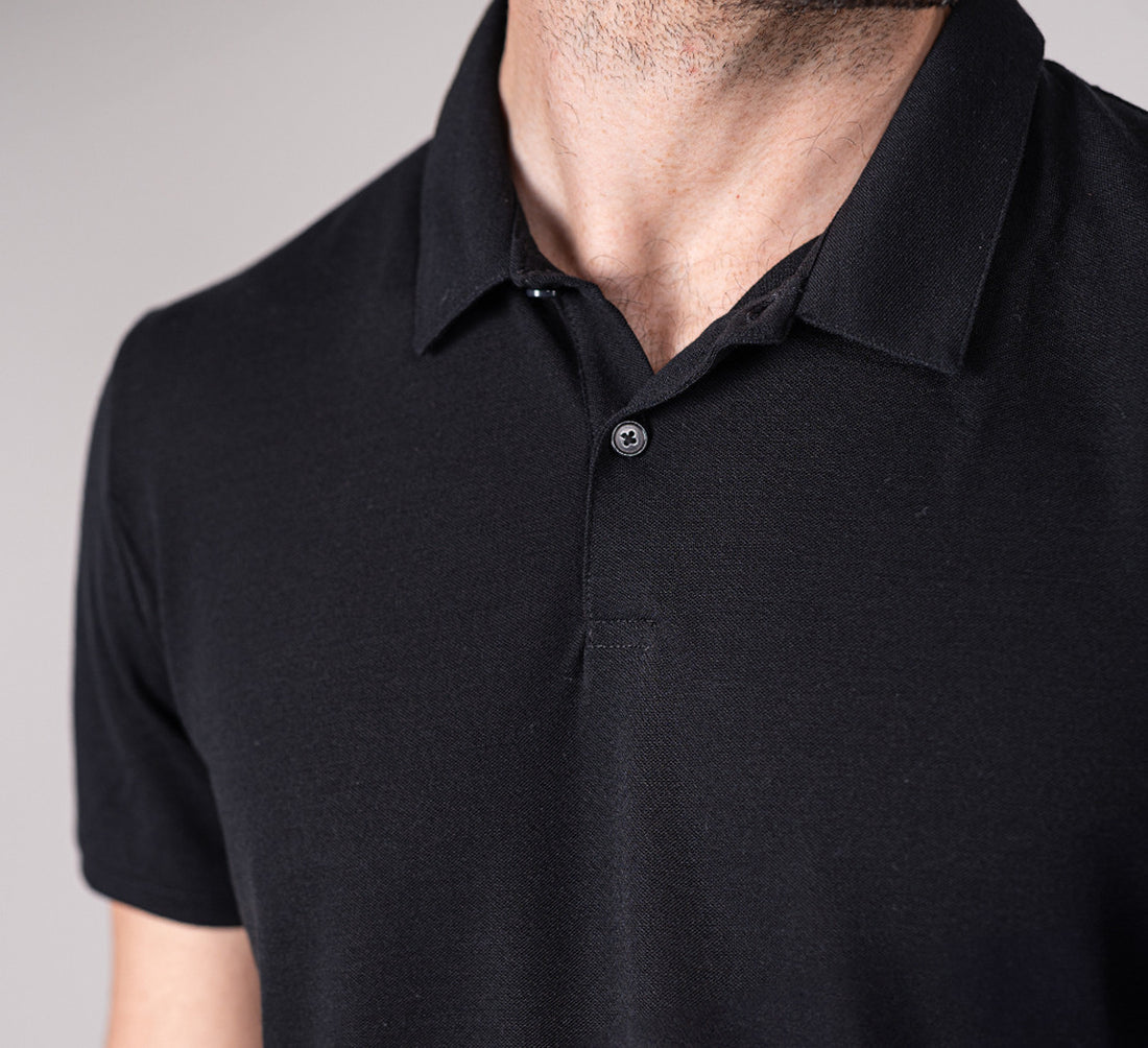 PIQUÉ MERINO POLO Noir 