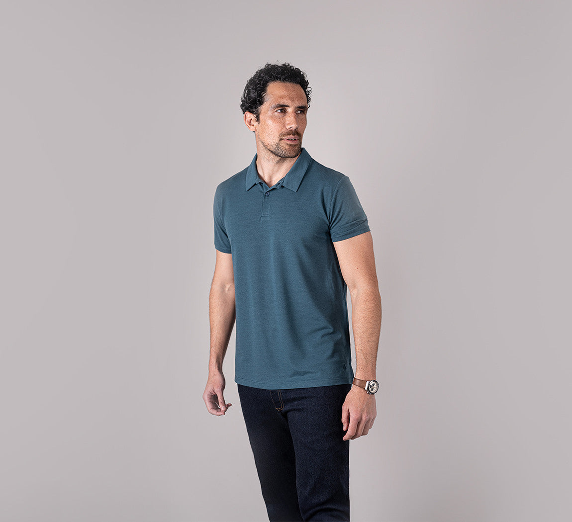 PIQUÉ MERINO POLO Bleu Petrole 