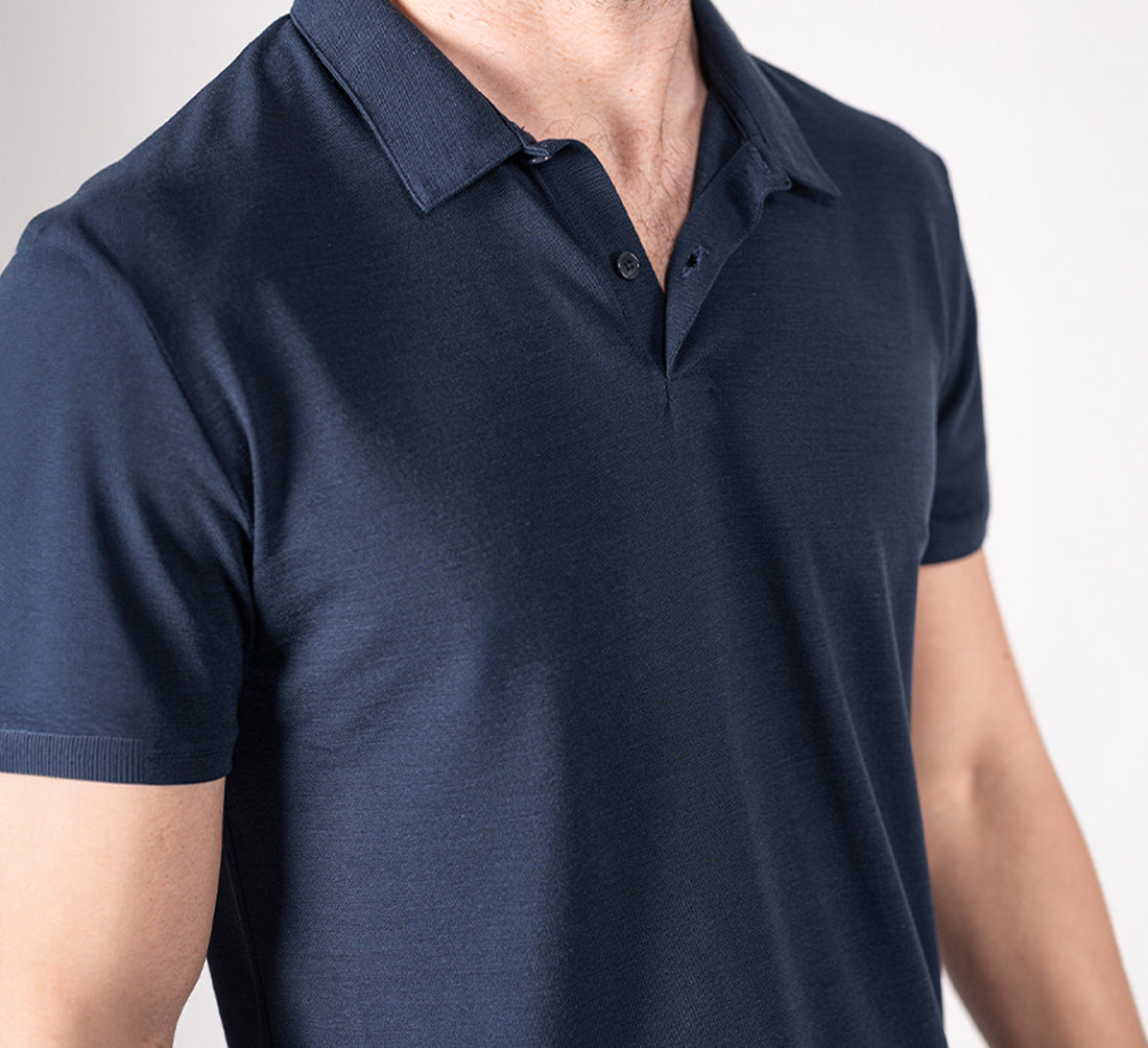 PIQUÉ MERINO POLO Bleu Chic 