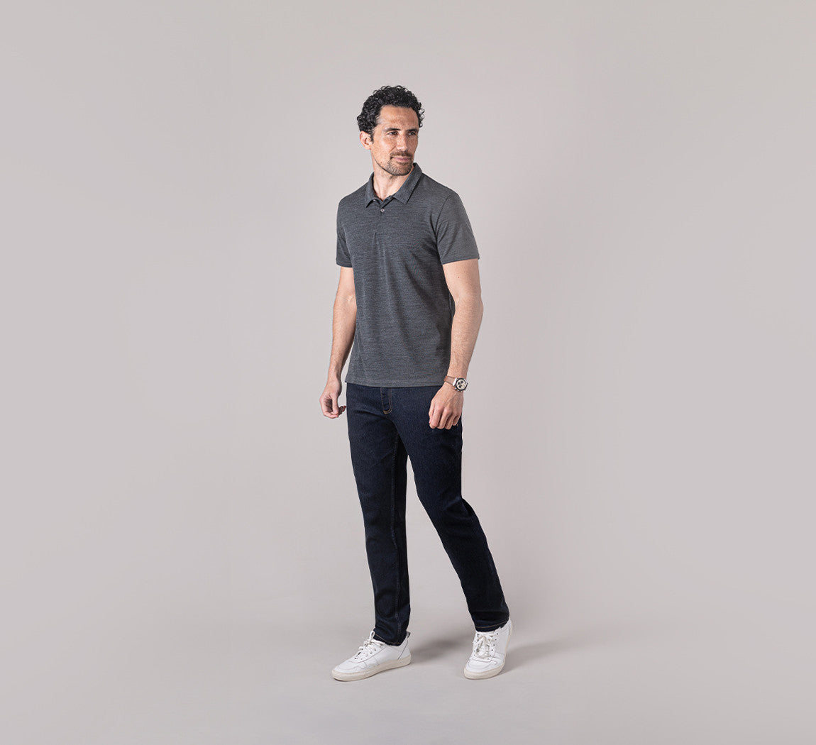 PIQUÉ MERINO POLO Gris Anthracite 
