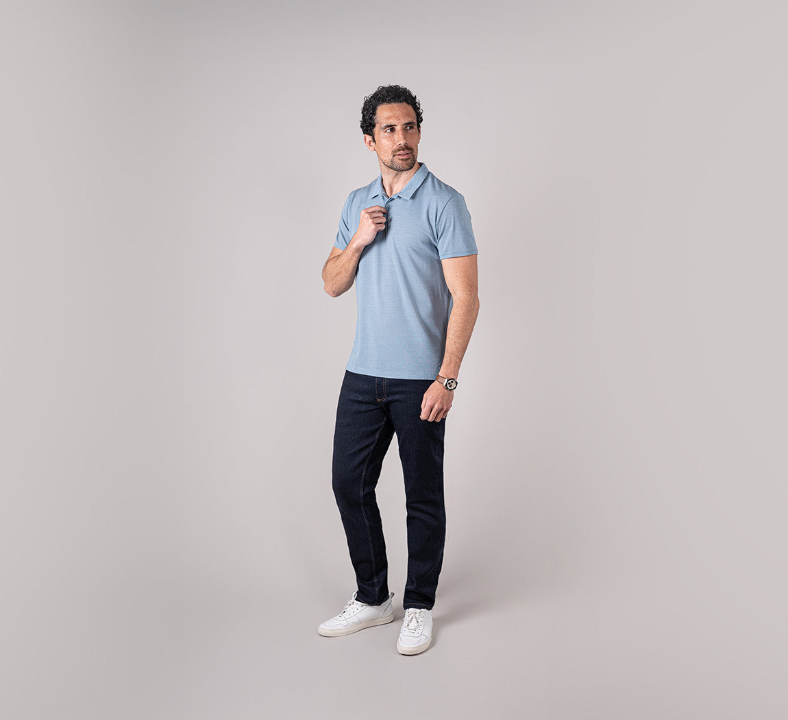 PIQUÉ MERINO POLO Bleu Ciel 
