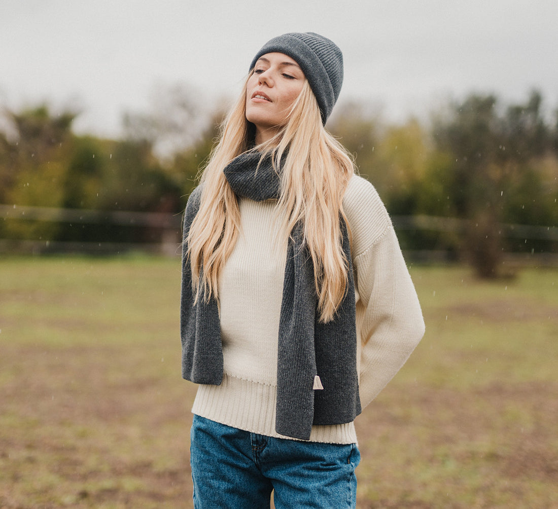 PREMIUM CASHMERE SCARF Gris Anthracite 