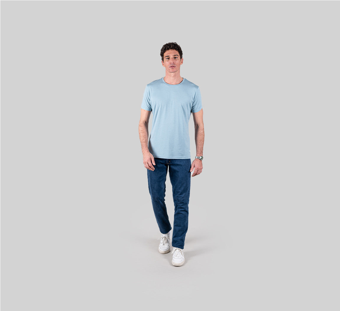 PREMIUM MERINO T-SHIRT Bleu Ciel 