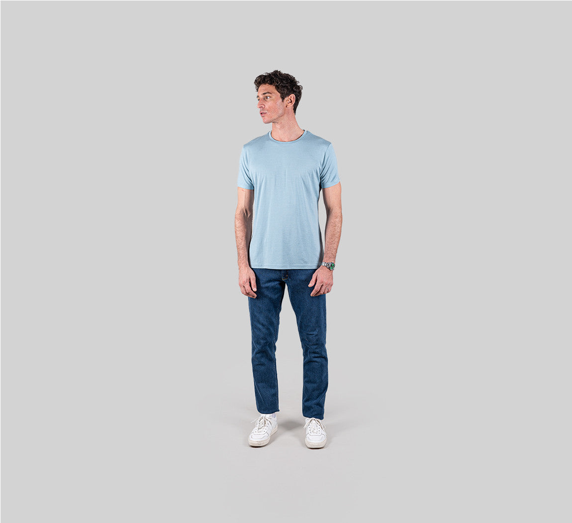 PREMIUM MERINO T-SHIRT Bleu Ciel 