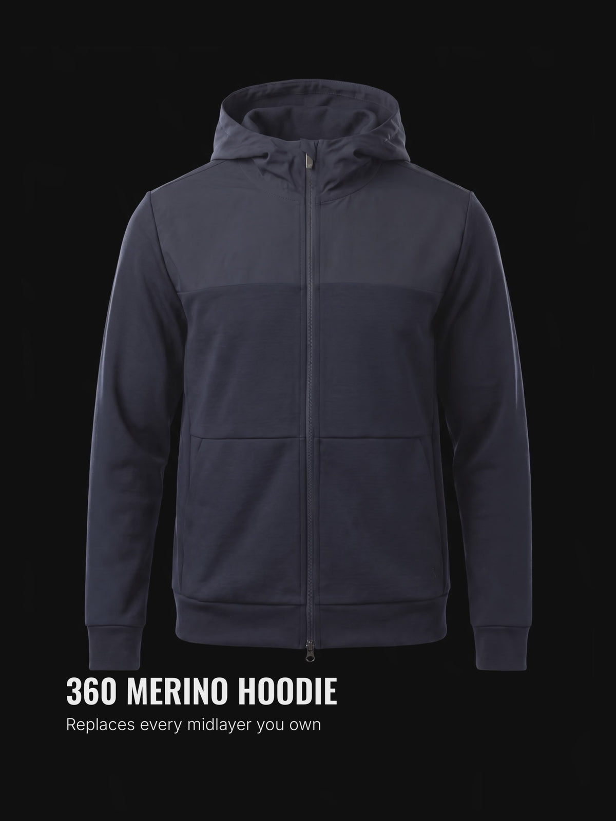 360 MERINO HOODIE Bleu chic  