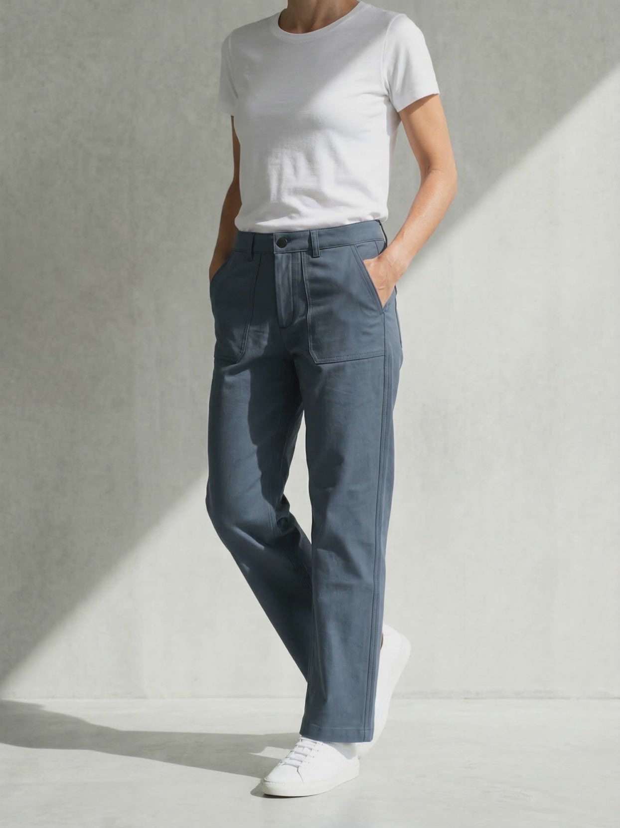 WOMAN CANVAS PANTS Bleu Gris #en:color_grey-blue,fr:couleur_bleu-gris