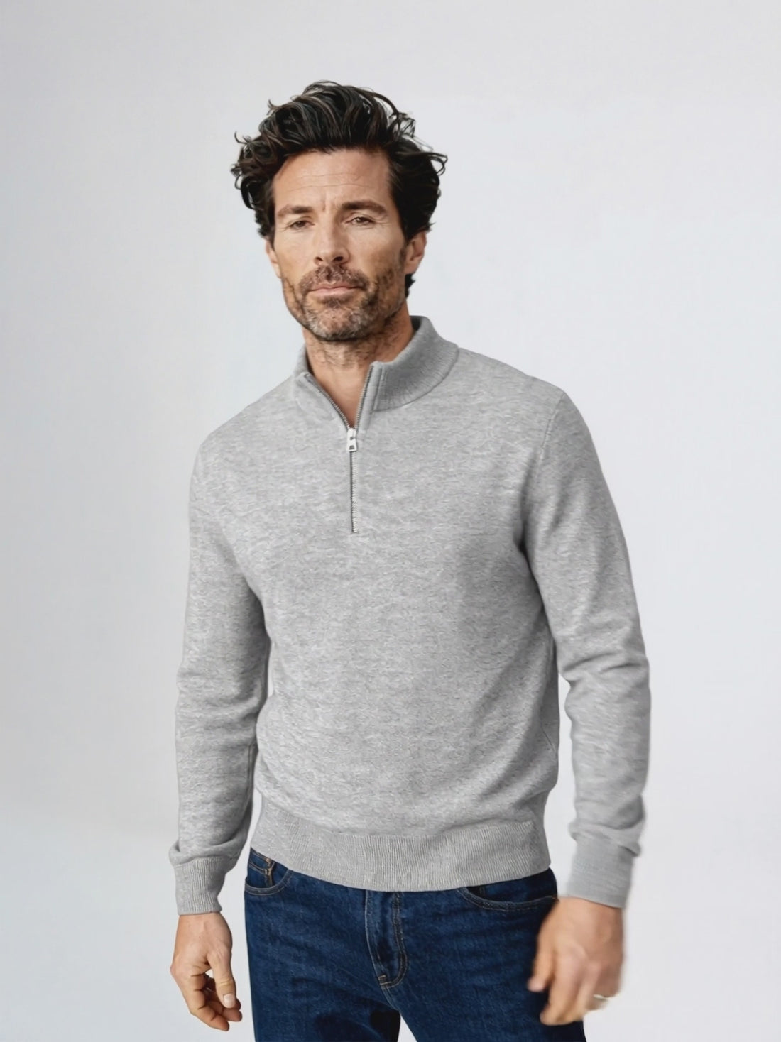 ULTRA MERINO ZIP PULLOVER Gris clair 