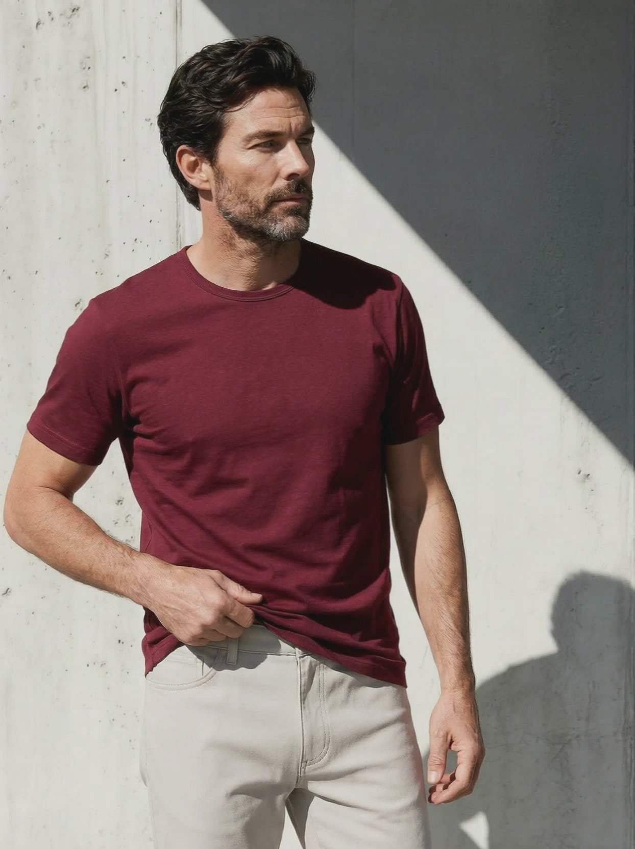 PURE MERINO T-SHIRT Bordeaux  #en:color_burgundy,fr:couleur_bordeaux
