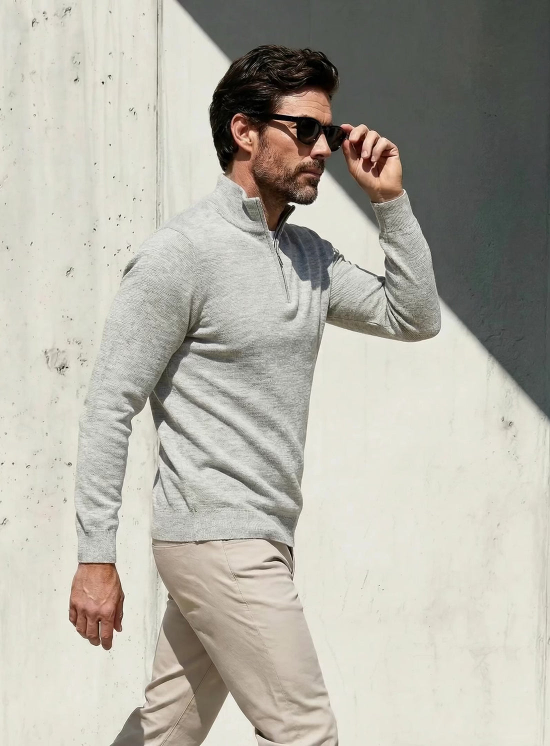 ULTRA MERINO ZIP PULLOVER Gris clair 
