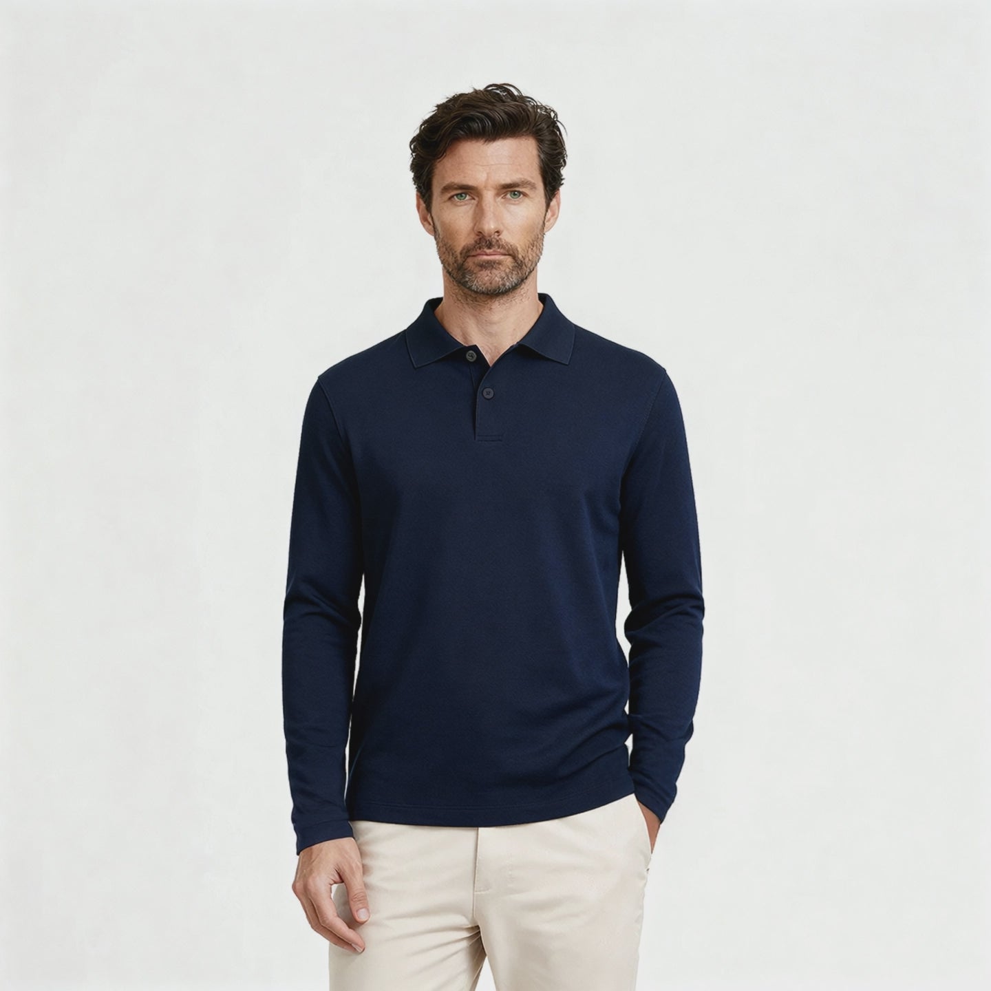 PERFORMANCE MERINO LONG SLEEVES POLO  Bleu Chic #en:color_chic-blue,fr:couleur_bleu-chic