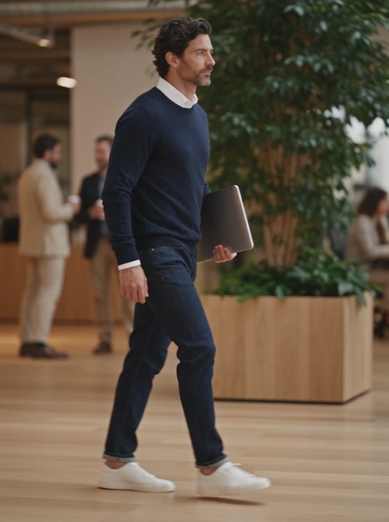 FINE MERINO KNIT Bleu chic  #en:color_chic-blue,fr:couleur_bleu-chic