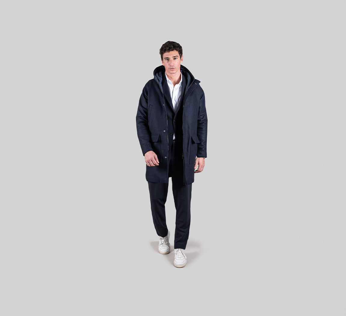 RECYCLED WOOL PARKA Bleu Chic 