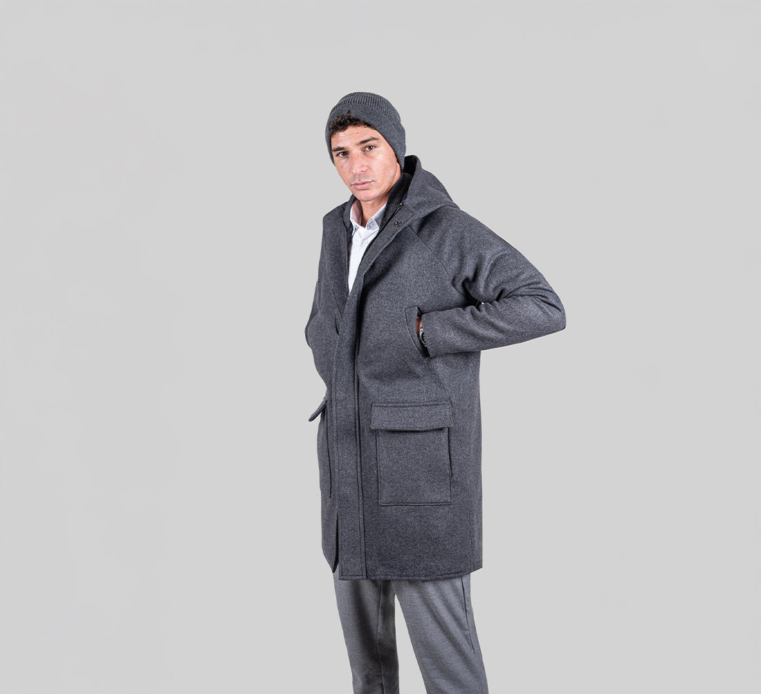 RECYCLED WOOL PARKA Gris Anthracite 