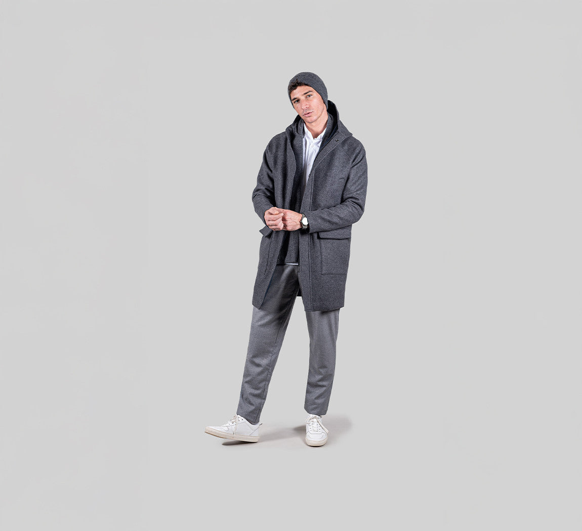 RECYCLED WOOL PARKA Gris Anthracite 