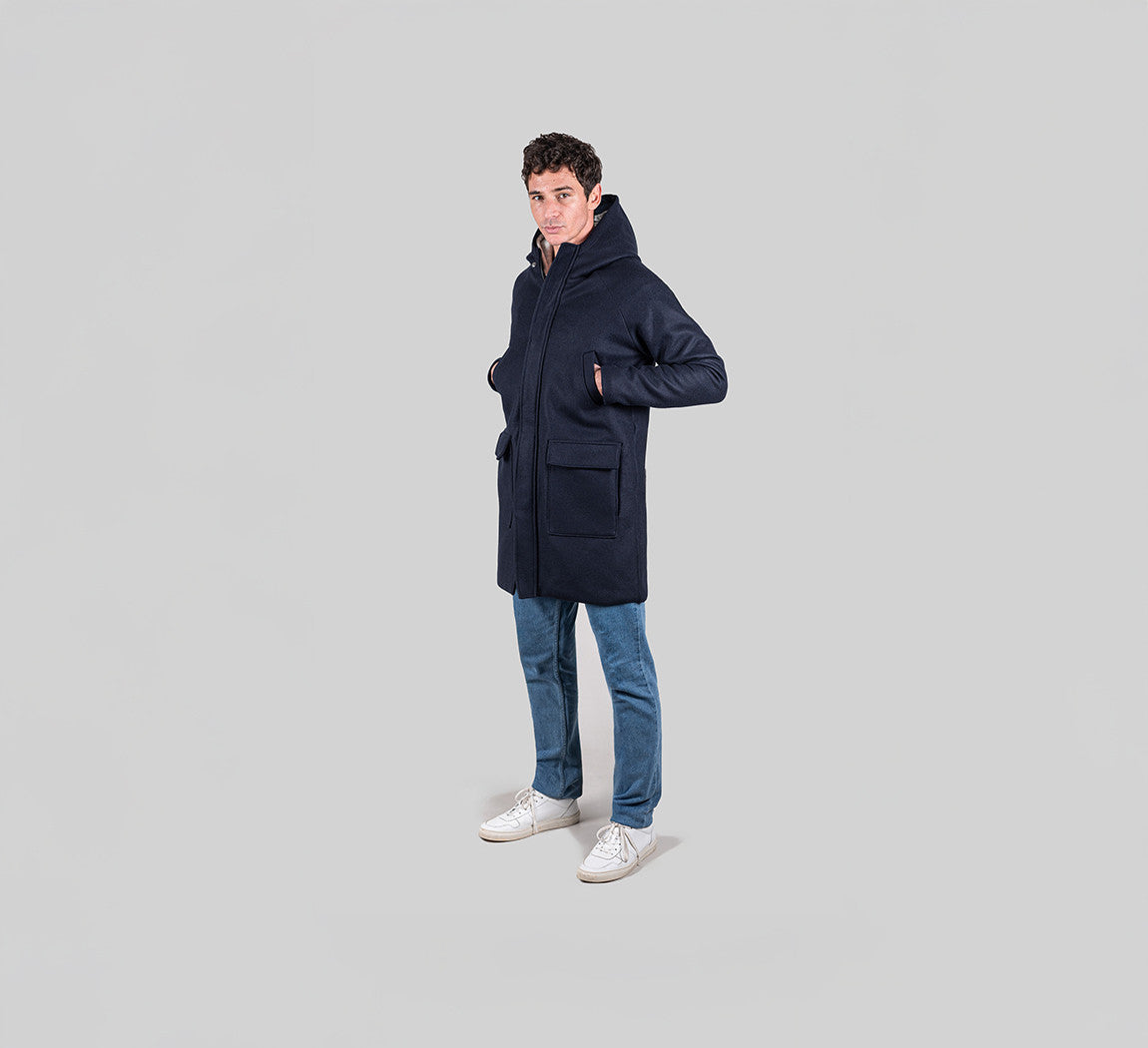 RECYCLED WOOL PARKA Bleu Chic 