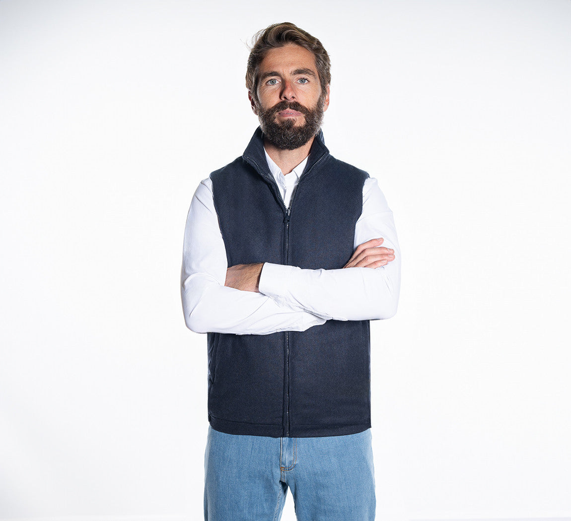 REVERSIBLE MERINO VEST Bleu Chic 