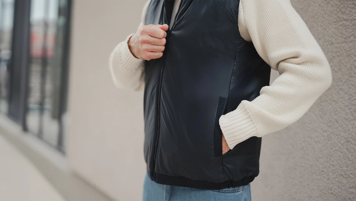 REVERSIBLE MERINO VEST Bleu Chic 