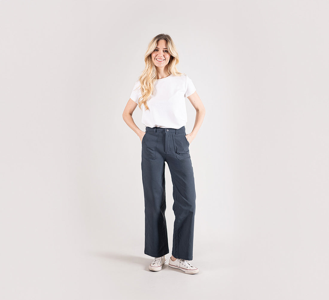 WOMAN CANVAS PANTS Bleu Gris 