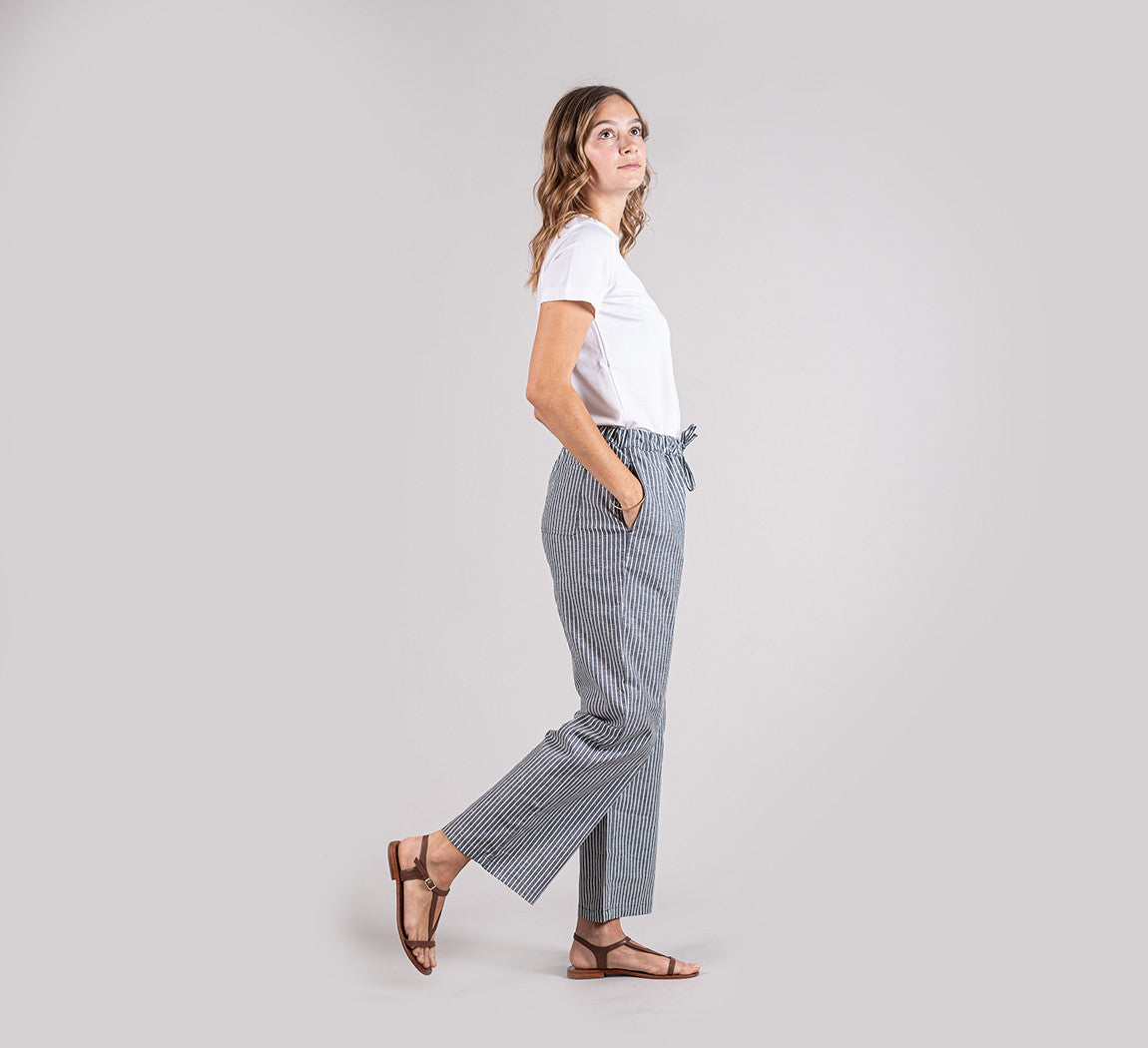 WOMAN HEMP PANTS Dark Stripes 