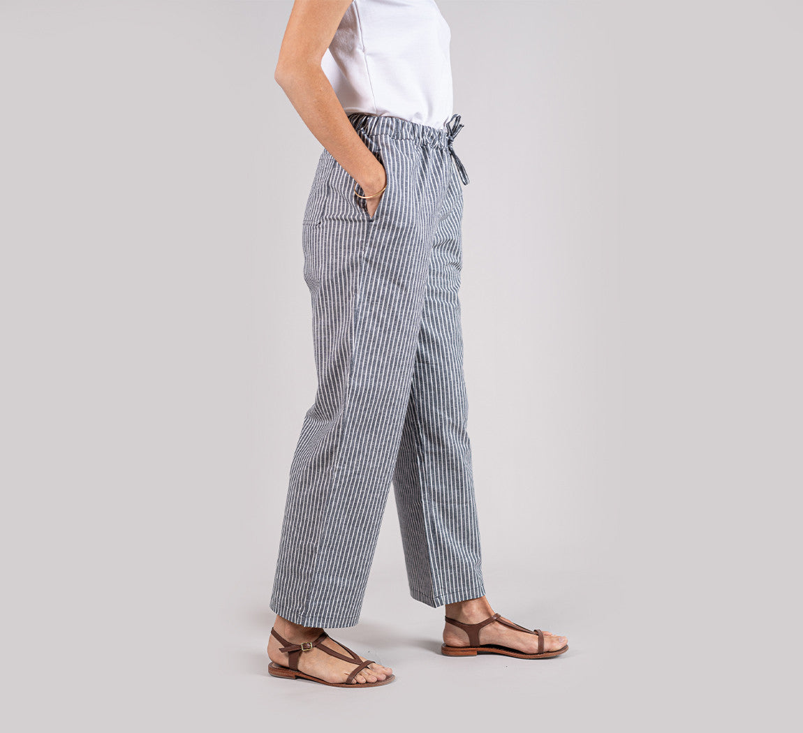 WOMAN HEMP PANTS Dark Stripes 