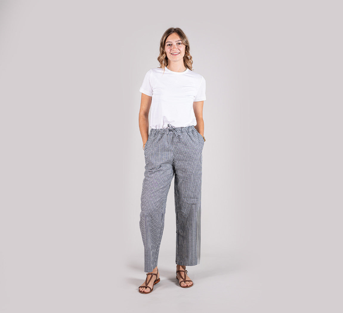 WOMAN HEMP PANTS Dark Stripes 