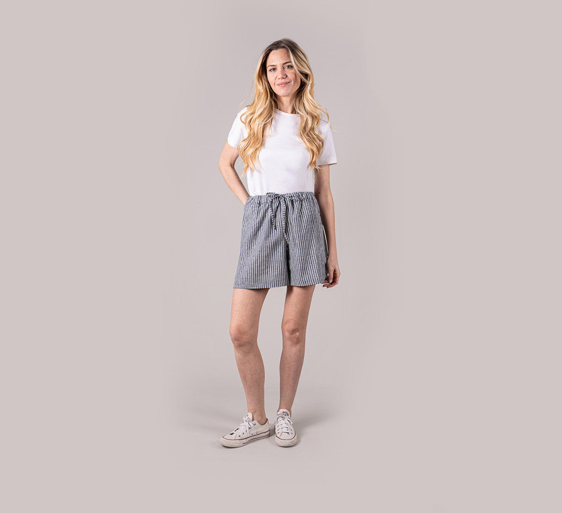 WOMAN HEMP SHORTS Dark Stripes 
