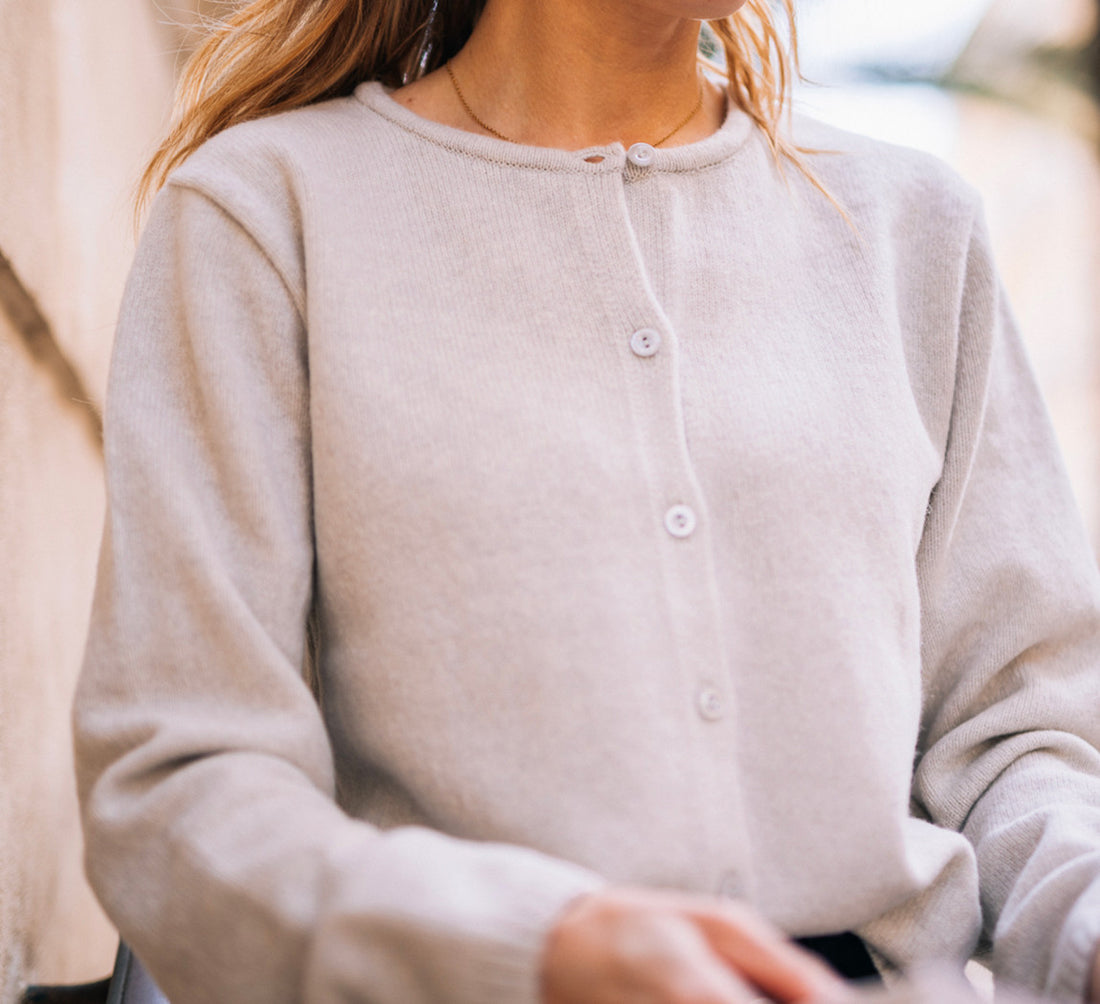 WOMAN LAMBSWOOL CARDIGAN Gris Clair 