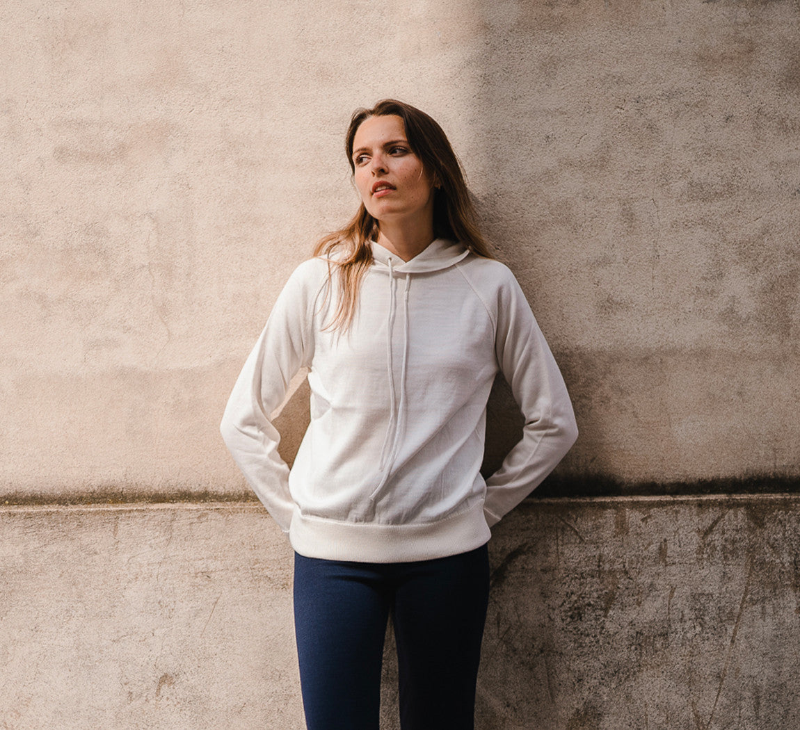 WOMAN MERINO HOODIE Blanc 
