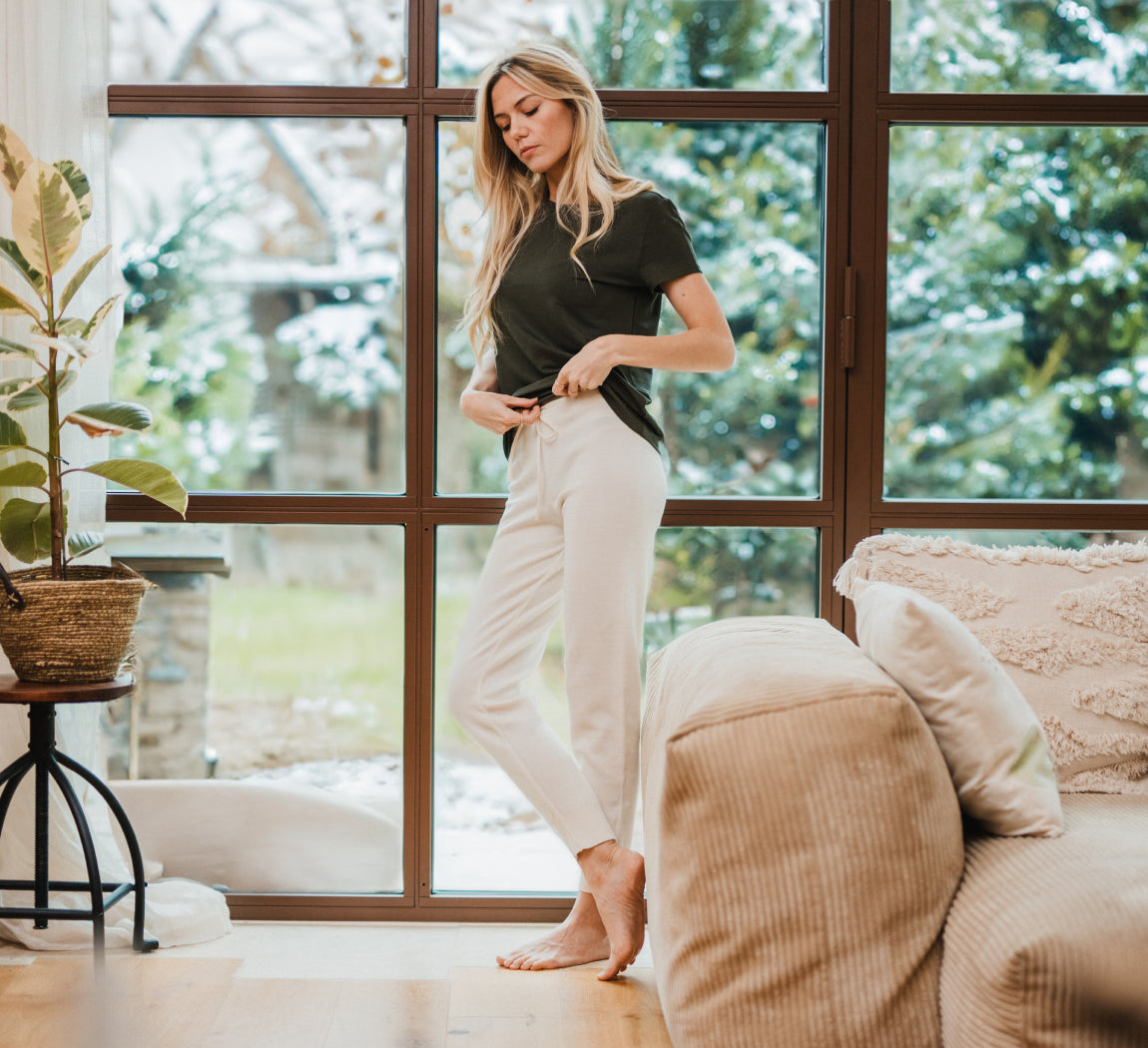 WOMAN MERINO JOGGERS Blanc 