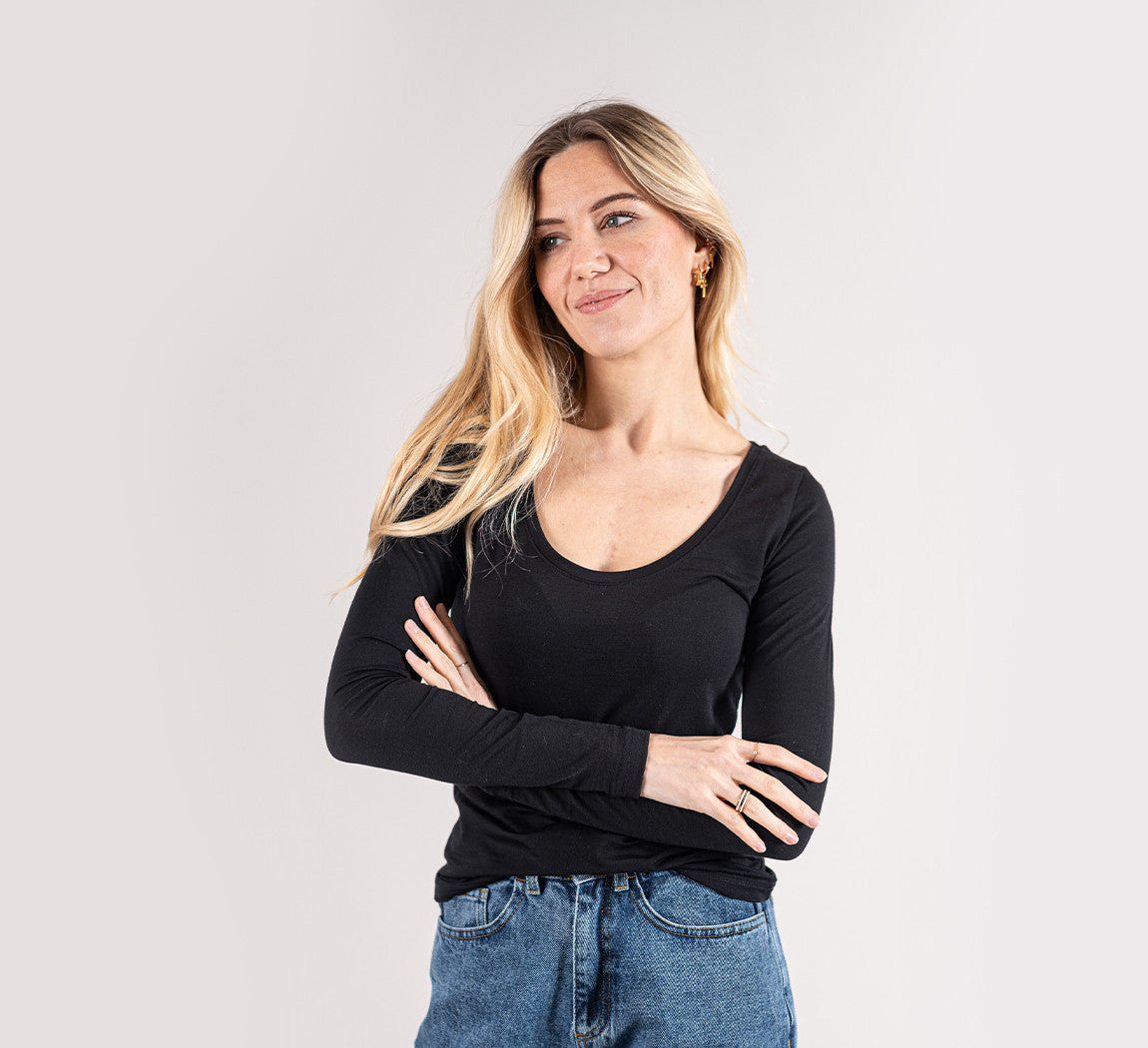 WOMAN MERINO LONG SLEEVES T-SHIRT Noir 