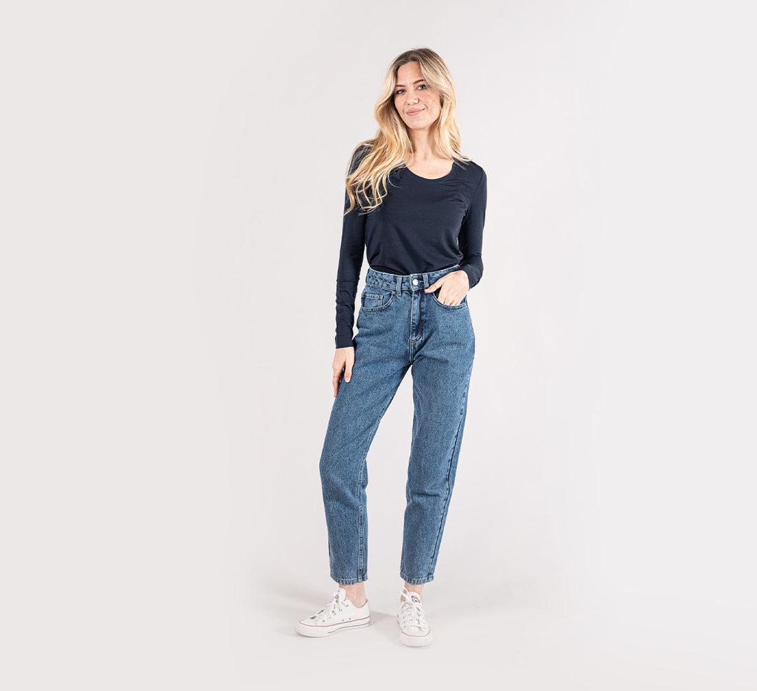 WOMAN MERINO LONG SLEEVES T-SHIRT Bleu Chic 
