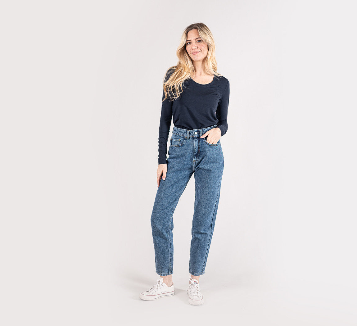 WOMAN MERINO LONG SLEEVES T-SHIRT Bleu Chic 