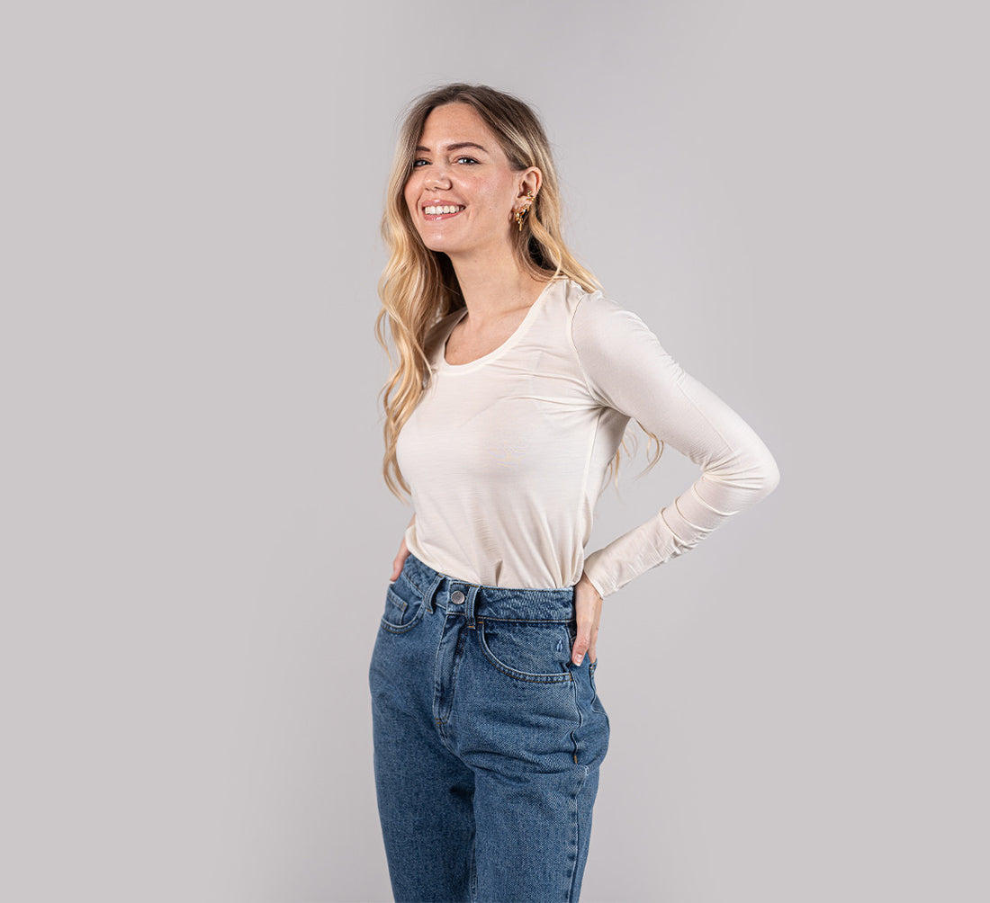 WOMAN MERINO LONG SLEEVES T-SHIRT Ivoire 