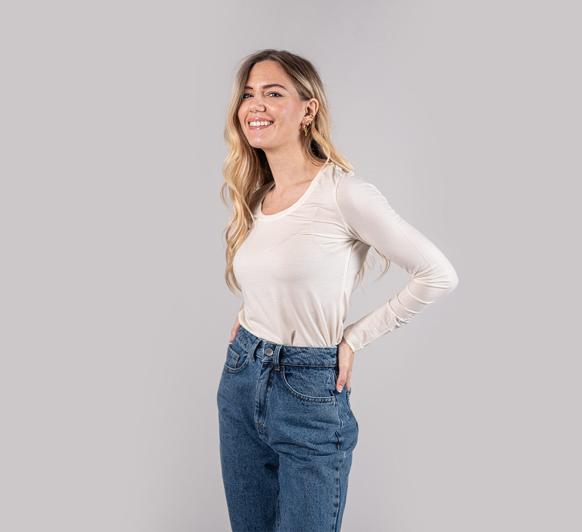 WOMAN MERINO LONG SLEEVES T-SHIRT Ivoire 