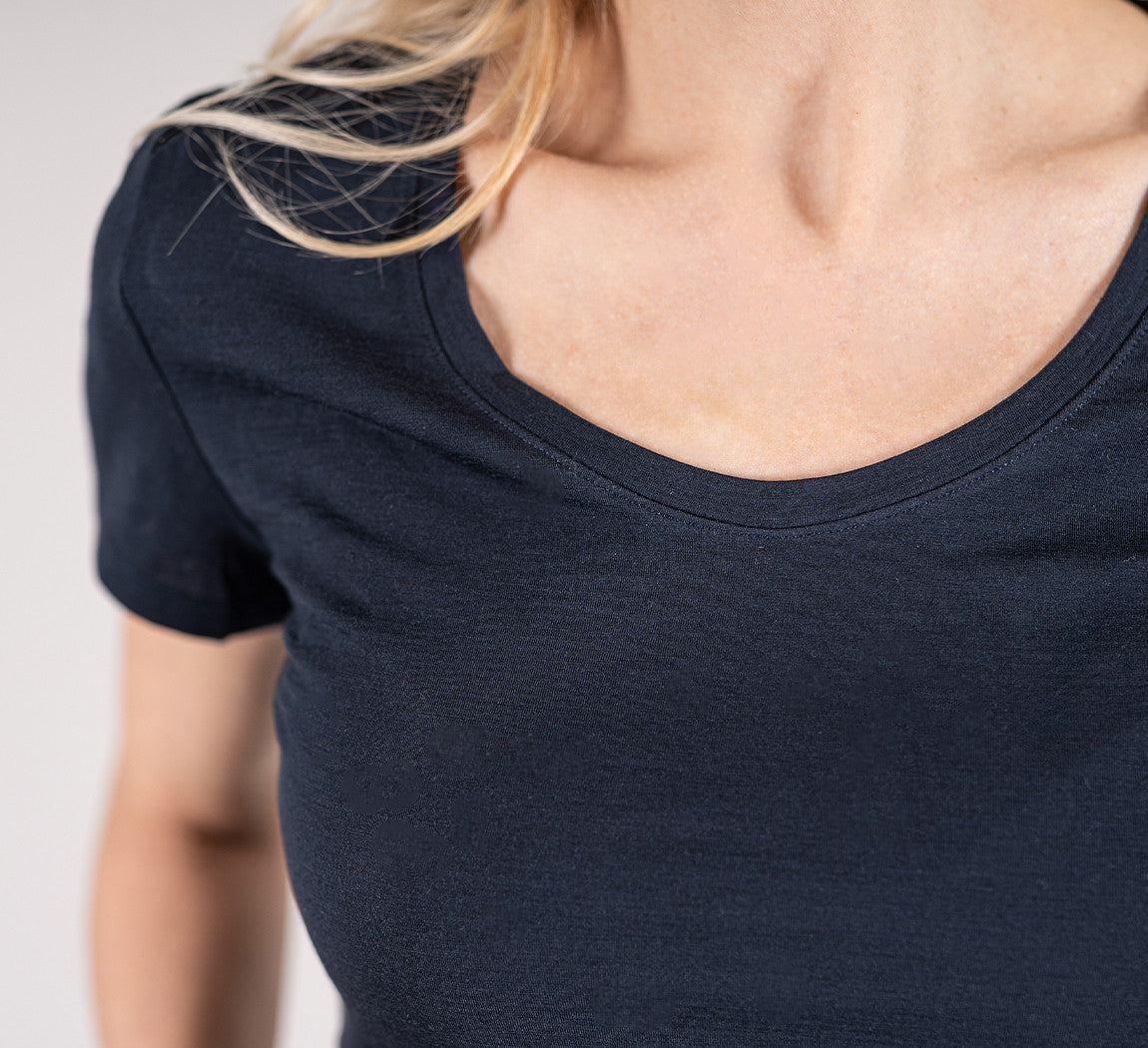 WOMAN MERINO T-SHIRT Bleu Chic 