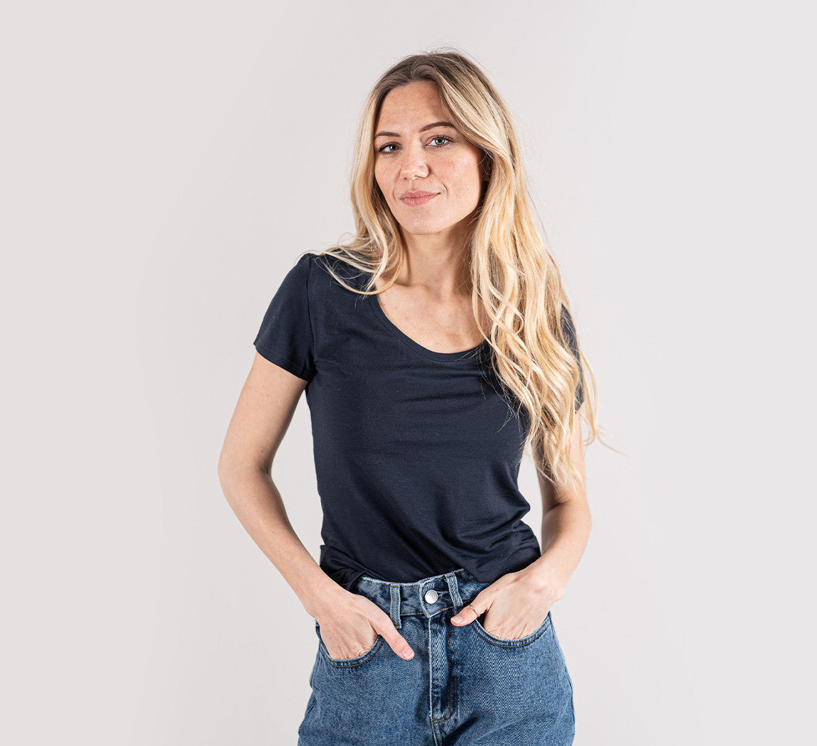 WOMAN MERINO T-SHIRT Bleu Chic 