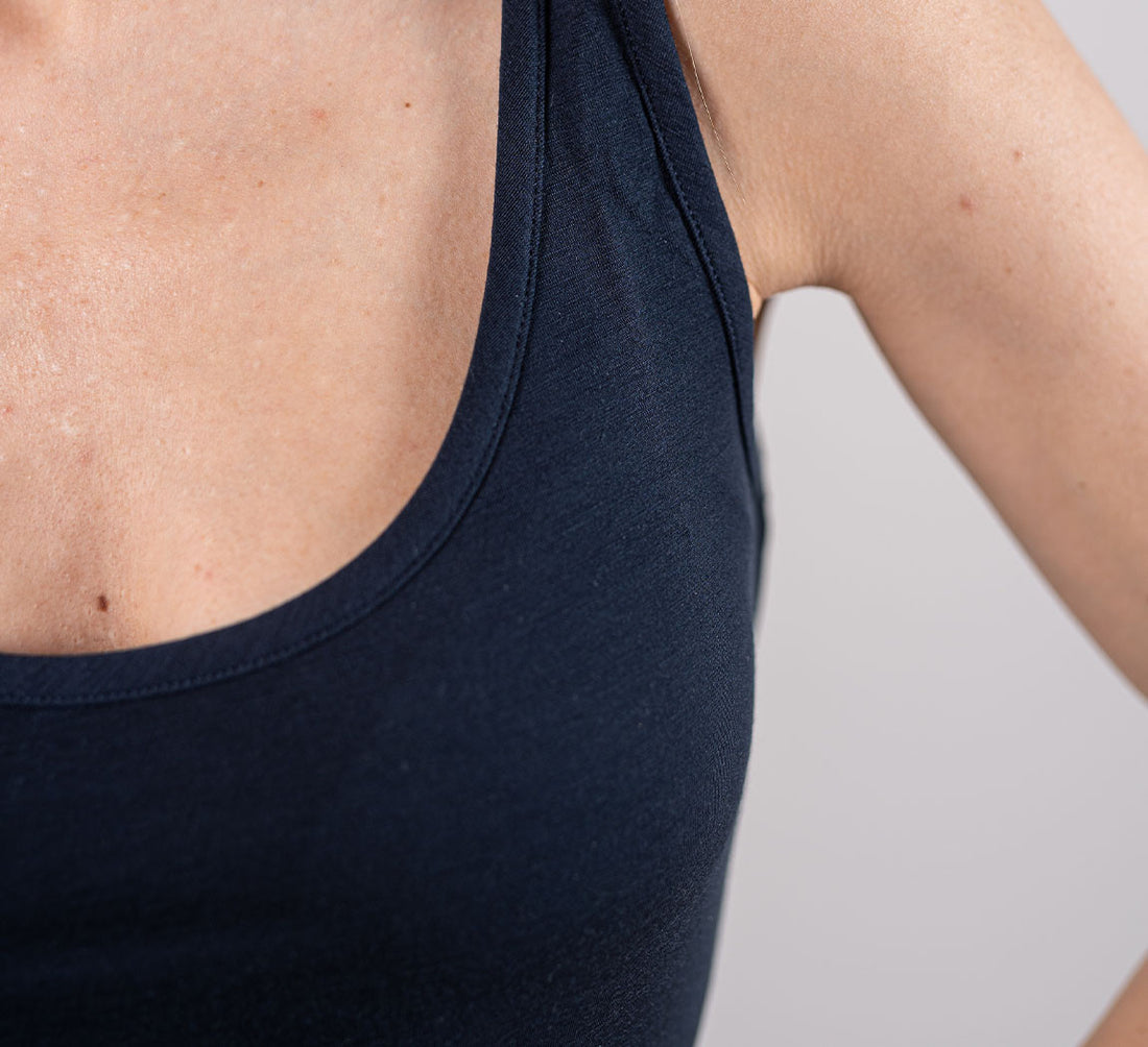 WOMAN MERINO TANK Bleu Chic 